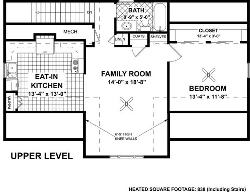 Floor Plan Second Story of Craftsman Plan #109-1023